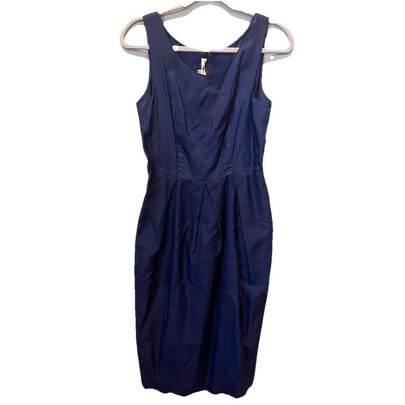 Vintage Anne Crimmins UMI Collection Silk Shift Dress Size 8 Navy Blue - Picture 2 of 4